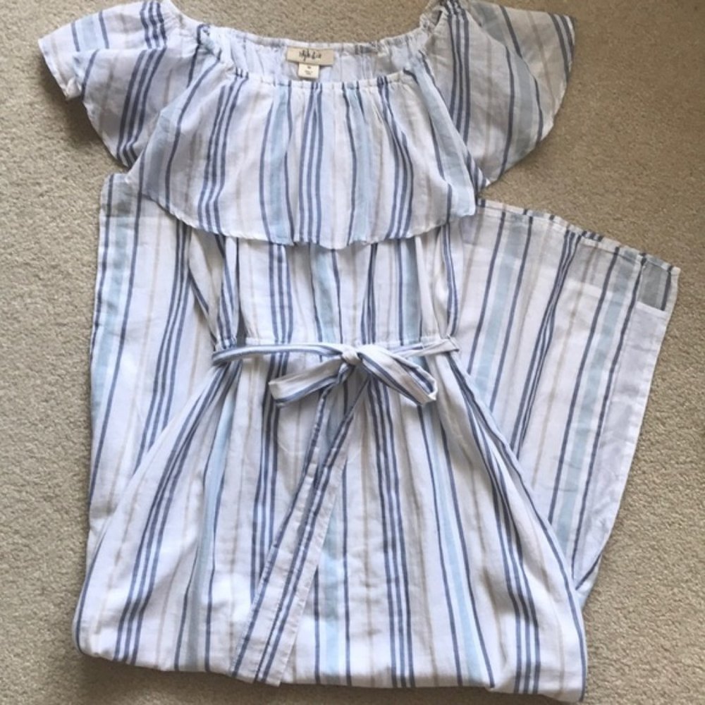 cute striped maxi dress | can be off the shoulder